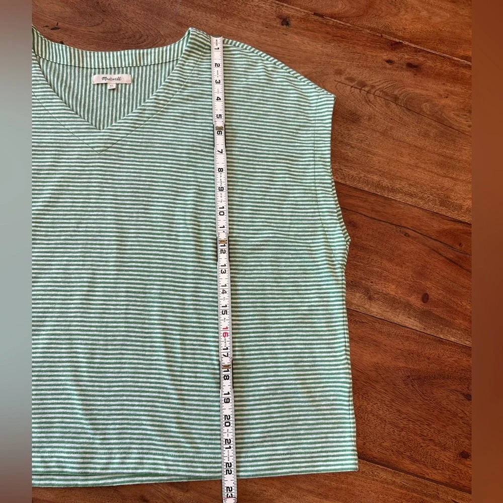 ☀️ MADEWELL Green Striped Relaxed V-Neck Tee - Picture 7 of 13